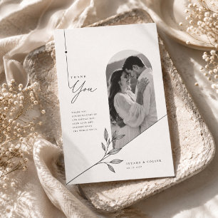 Modern Botanical Wedding Thank You Photo  Card