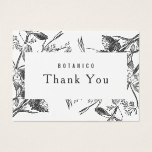 Modern Botanical White Grey Floral Thank You Card