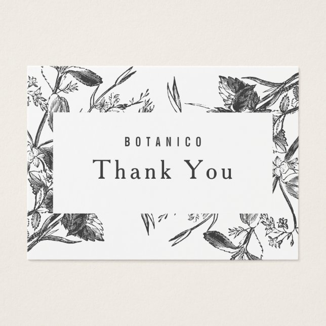 Modern Botanical White Grey Floral Thank You Card (Front)
