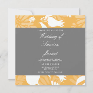 Modern Botanical Yellow Grey Floral Tulip Wedding