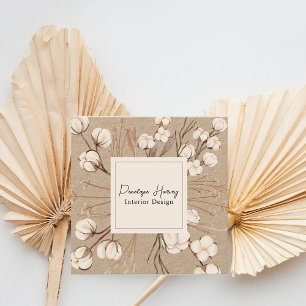 Modern Botnical Blush Pink Kraft Interior Design Square Business Card