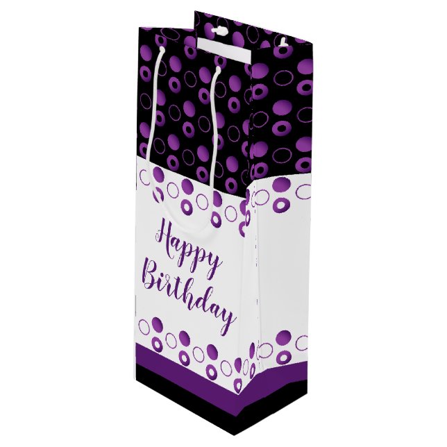 Modern Bottle Bag With Polka-dots in Purples (Front Angled)