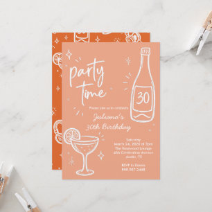 Modern Bottle & Cocktail 30th Birthday Invitation