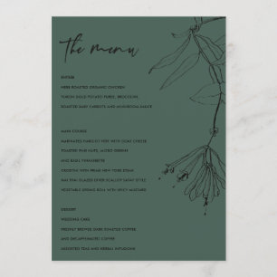 MODERN BOTTLE GREEN LINE DRAWING FLORAL MENU