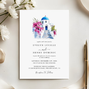 Modern Bougainvillea Santorini Destination Wedding Invitation