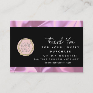 Modern Boutique Beauty Pink Thank You Logo Business Card