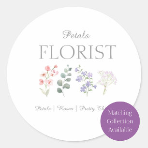 Modern Boutique Florist Business Branding Classic Round Sticker