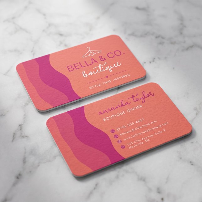 Modern Boutique with Bold Abstract Waves Business Card (Creator Uploaded)