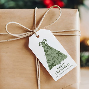 Modern Bow Green Christmas Gift Tags