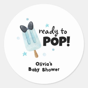 Modern Bow Ice Cream Ready To Pop Baby Shower  Classic Round Sticker
