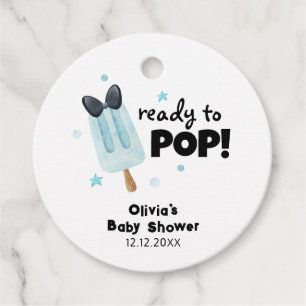 Modern Bow Ice Cream Ready To Pop Baby Shower  Favour Tags