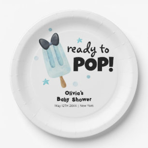 Modern Bow Ice Cream Ready To Pop Baby Shower  Paper Plate