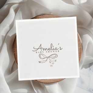 Modern Bow Neutral Cafe themed Baby Shower Napkin