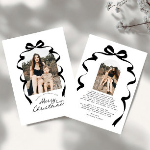 Modern Bow Photo Merry Christmas Arch Holiday Card