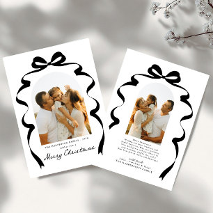 Modern Bow Photo Merry Christmas Arch Holiday Card