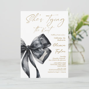 Modern Bow She's Tying the Knot Bridal Shower  Invitation