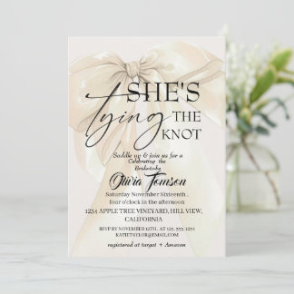 Modern Bow She's Tying the Knot Bridal Shower Invitation