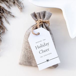 Modern Bow   Simple Minimal Holiday Cheer Gift Tags