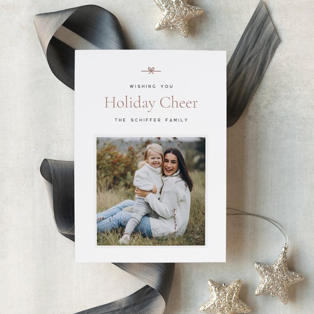 Modern Bow | Simple Minimal Photo Holiday Card (Creator Uploaded)