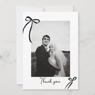 Modern Bow Wedding Photo Thank You Card