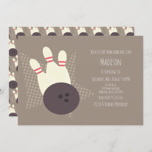 Modern Bowling Alley Birthday Party  Invitation