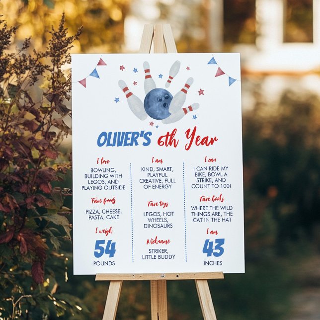 Modern Bowling Kids Birthday Milestone Poster (Creator Uploaded)