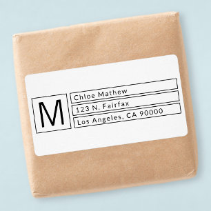 Modern Box Monogram b&w Return Address