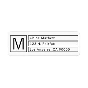 Modern Box Monogram b&w Return Address