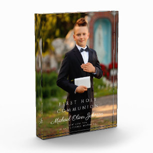 Modern Boy First Holy Communion Picture Photo Block