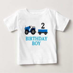 Modern Boy Girl 2nd 1st Birthday Party Tractor Baby T-Shirt