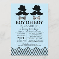 Modern Boy Little Man Moustache TWINS Baby Shower
