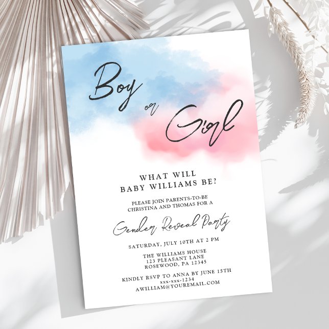 Modern Boy or Girl Gender Reveal Party Invitation (Creator Uploaded)