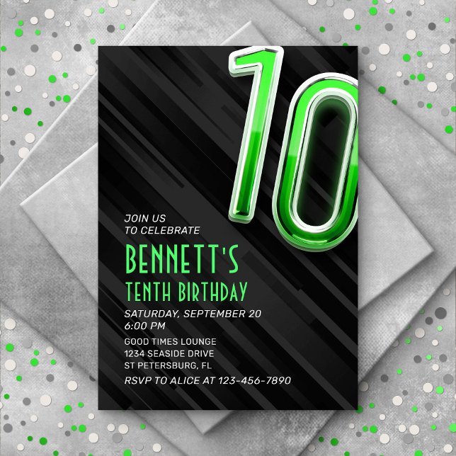 Modern Boy's 10th Birthday Invitation (Creator Uploaded)
