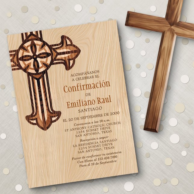 Modern Boys Adults Spanish Confirmation Invitation (Creator Uploaded)