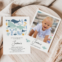 Modern Boys Photo Sea Creatures Boys 1st Birthday