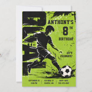 Modern Boys Soccer Birthday Invitation