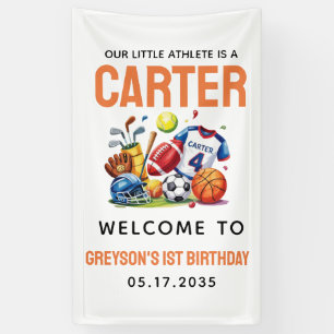 Modern Boys Sports Balls All Star 1st Birthday Banner