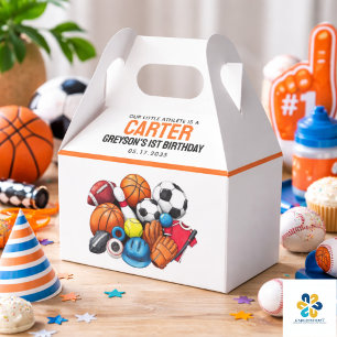 Modern Boys Sports Balls All Star 1st Birthday  Favour Box