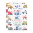 Modern Boys Transport 1st Birthday Invitation