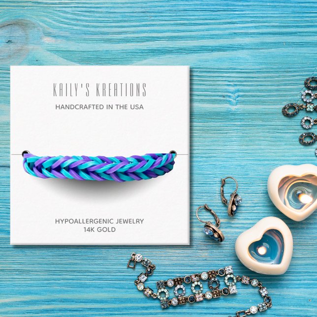 Modern Bracelet Display White Square  Square Business Card (Creator Uploaded)