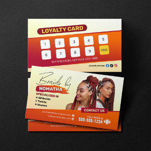 Modern Braiding Salon Braid Stylist Hairstylist  Loyalty Card