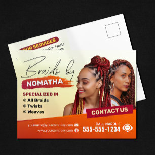 Modern Braiding Salon Braid Stylist Hairstylist  Postcard