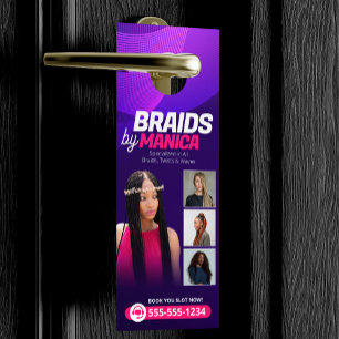 Modern Braiding Salon Hair Extensions Braids Wigs Door Hanger