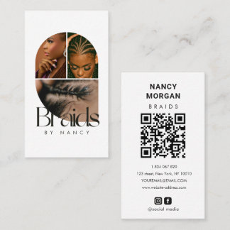 Modern Braids Arch Photo Collage Qr Code Business Card