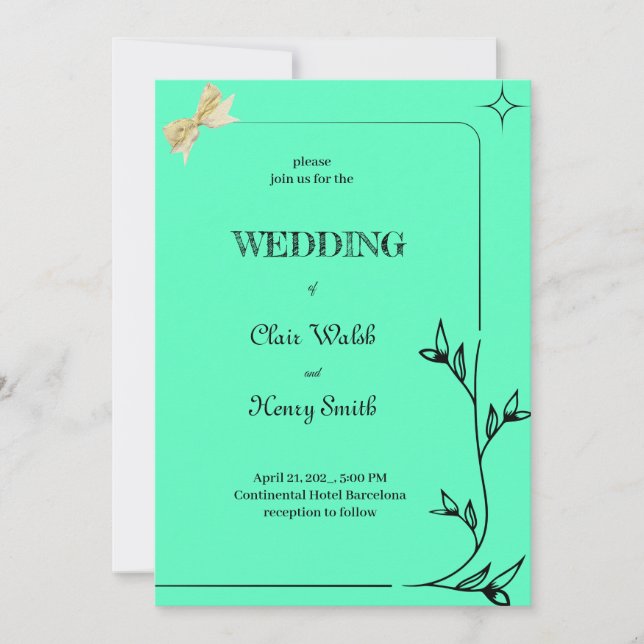 Modern Branch Border Design Invitation (Front)