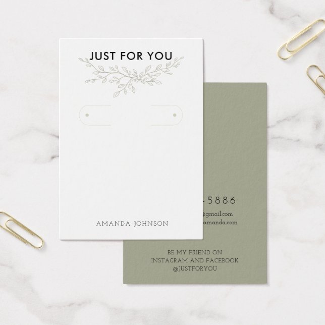 Modern Branch Earthy Hoop Earring Display Card (Office)