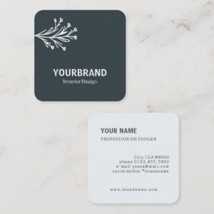 Modern Branch Interior Design Dark and Light Grey Square Business Card