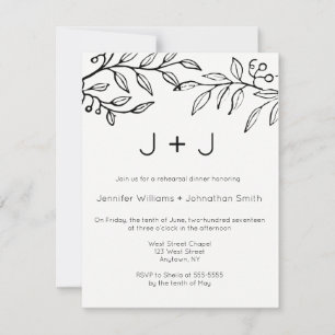 Modern branch rehearsal dinner invitations