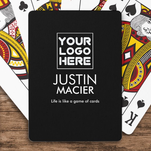 Modern Brand / Logo / Photo Custom Name Black Playing Cards (Creator Uploaded)