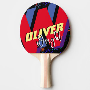 Modern Brand Name Colourful Monogram Ping Pong Paddle